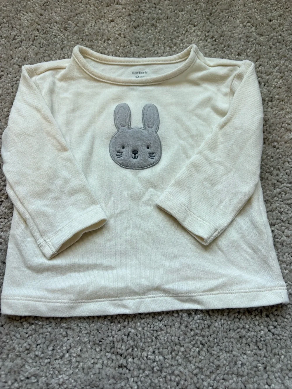 Carter's Cream Bunny Top with Black Ribbed Leggings